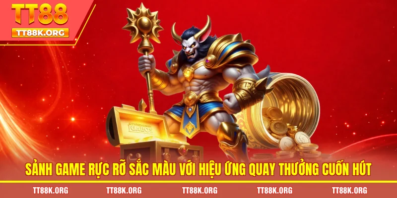 Sảnh game rực rỡ sắc màu với hiệu ứng quay thưởng cuốn hút
